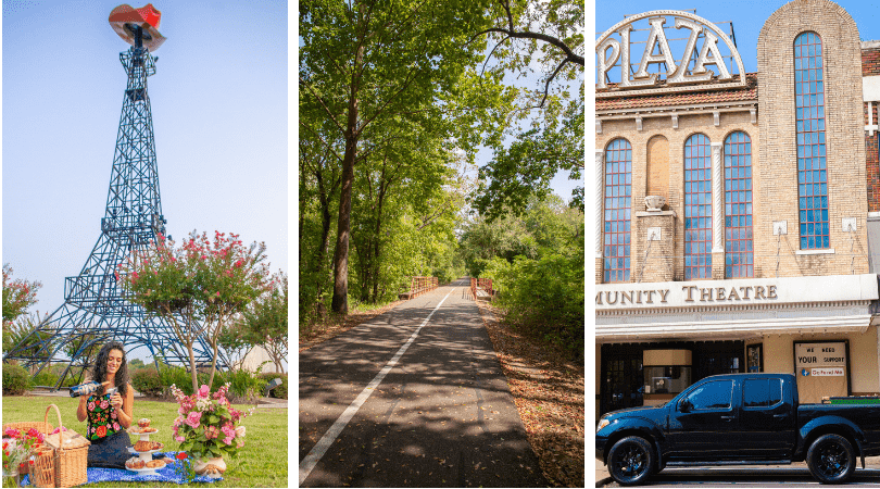 a collage of buildings and trees