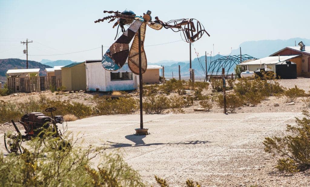 a sculpture in the desert