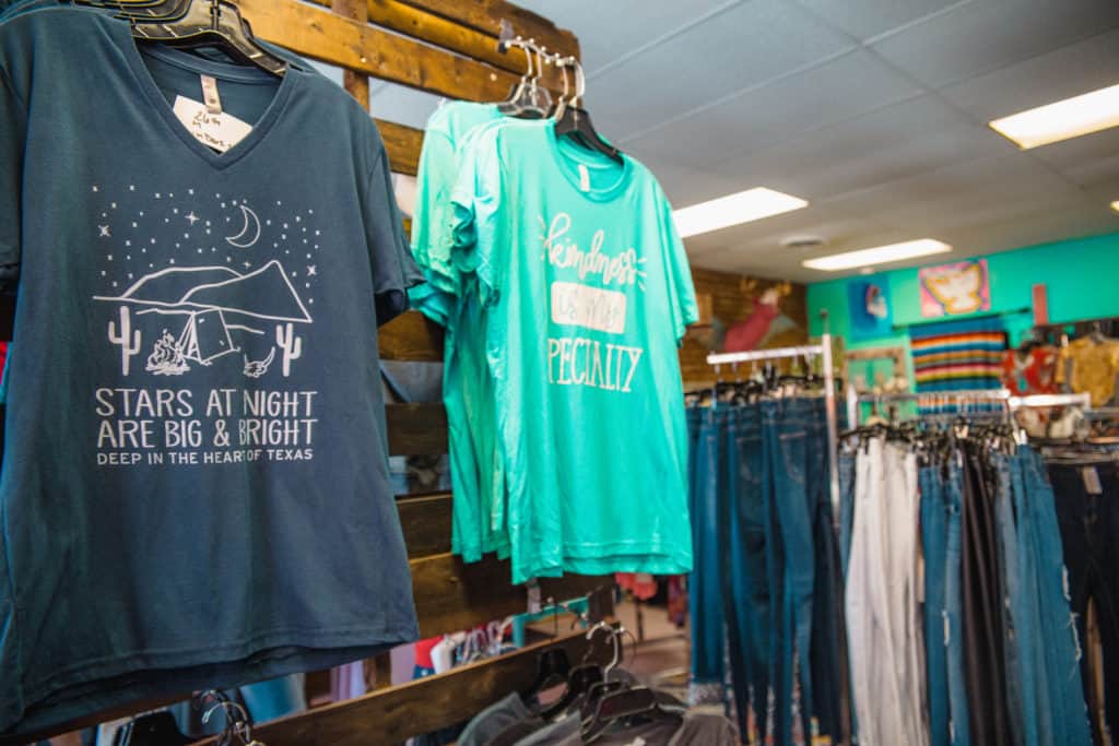 Retail display of T-shirts on hangers