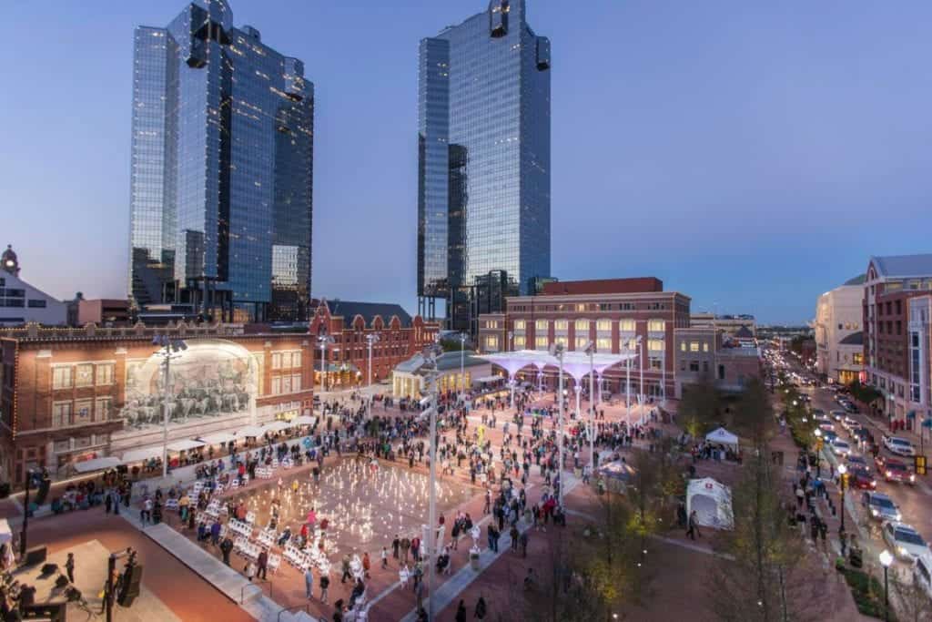  A busy city square filled with people 