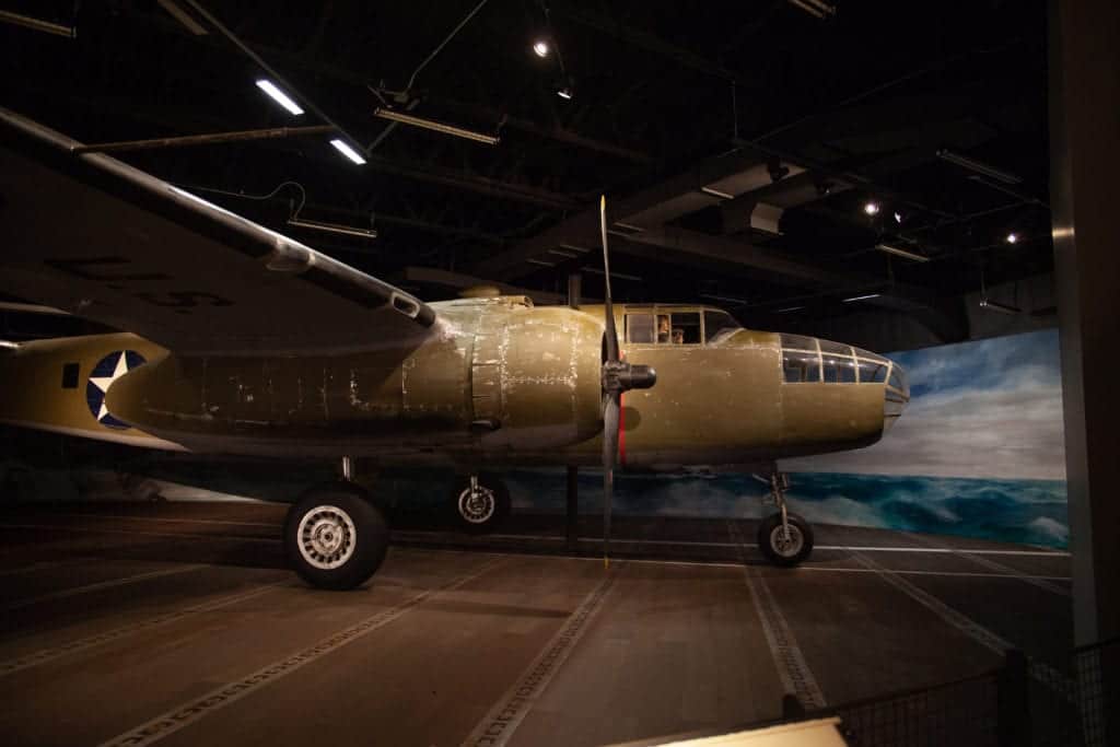 a plane in a museum