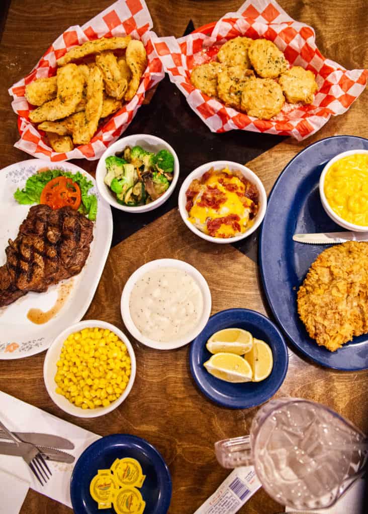 a table with different foods on it