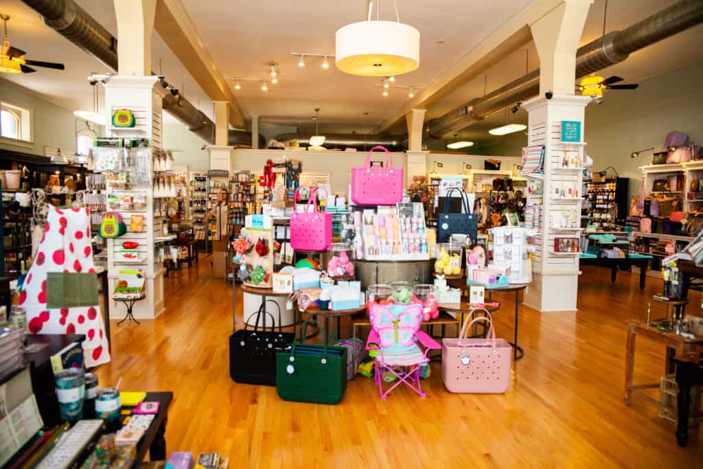 a store with  bags and purses