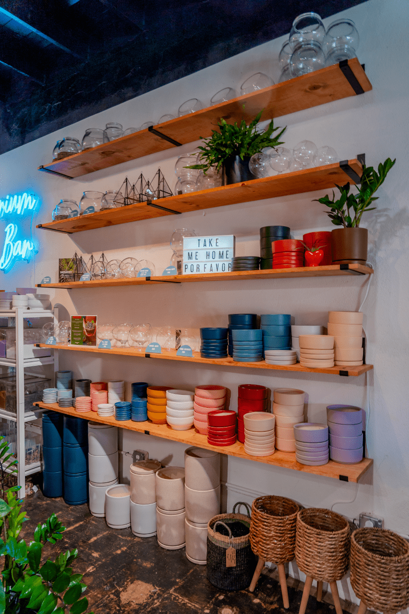 Shelf of pots