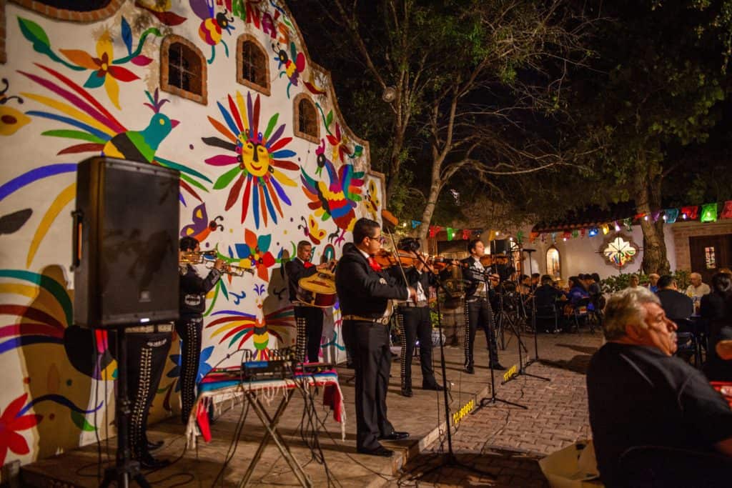 a band playing in the night