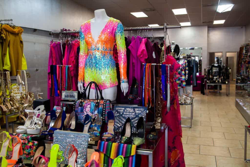 a store with colorful dress