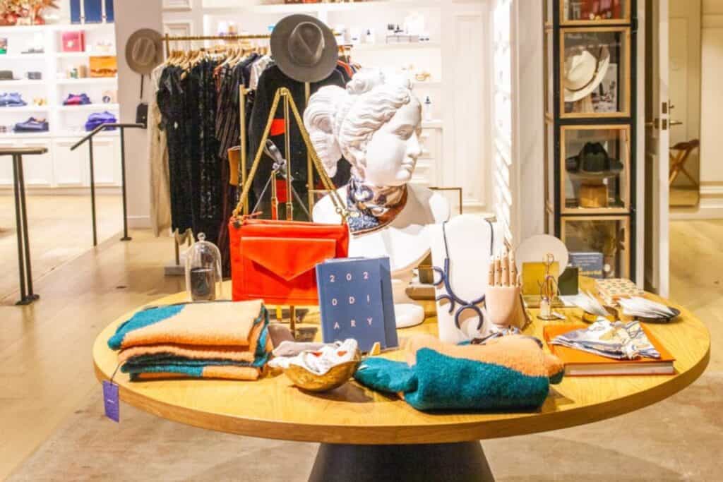 Display of purses at Common Goods inside the Adolphus