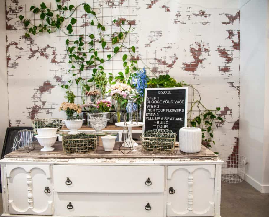 a table with plants on it