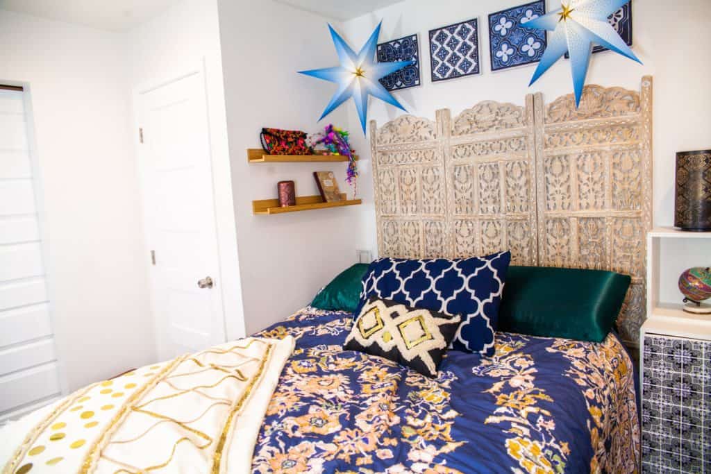 blue moroccan bedding