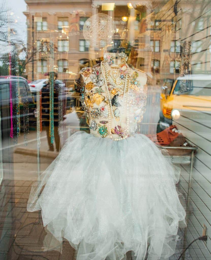 a beautiful dress in a shop