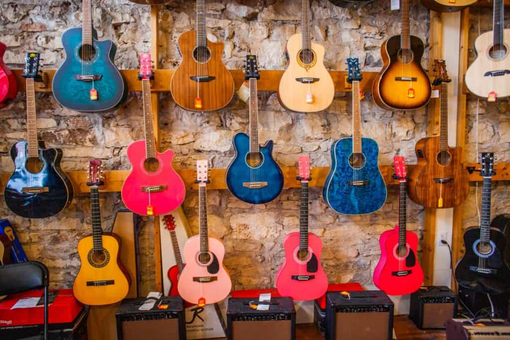 guitar display at Kenz Guitars