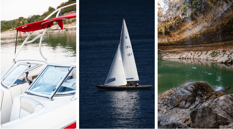 a collage of boats and a boat