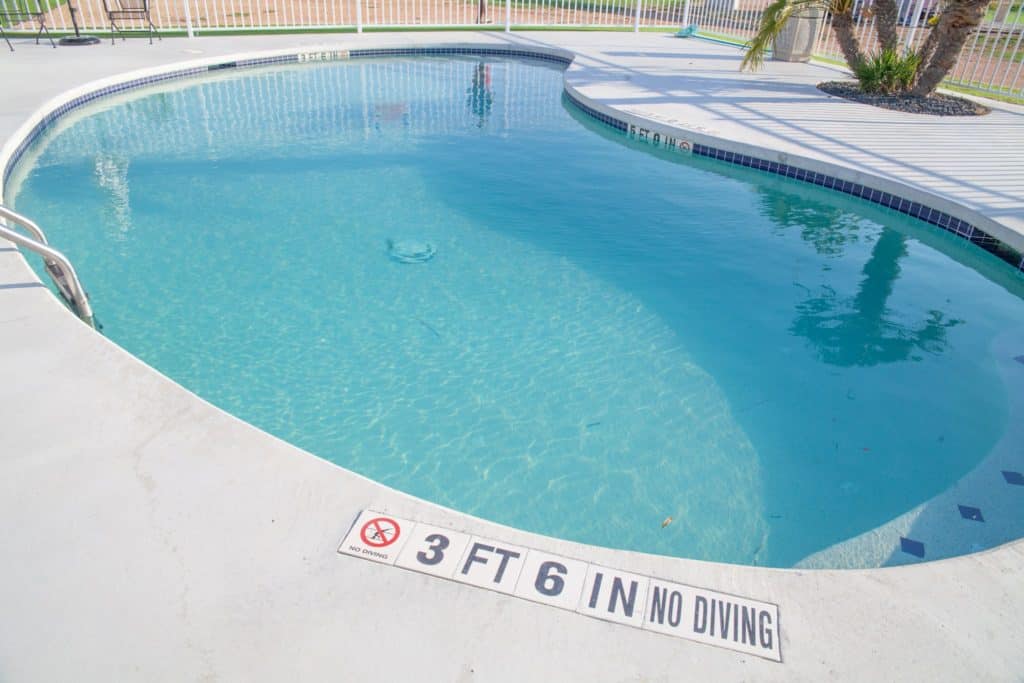 Swimming pool at the  Blue Skies Retro Resort
