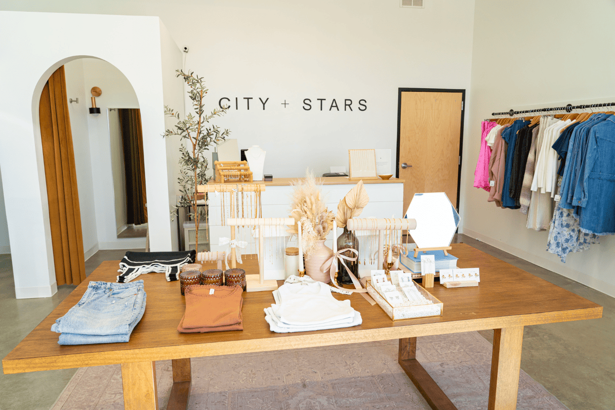 A trendy urban shop with a chic atmosphere and stylish merchandise.