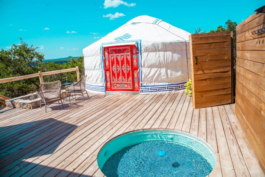 Yurt with clearance hot tub