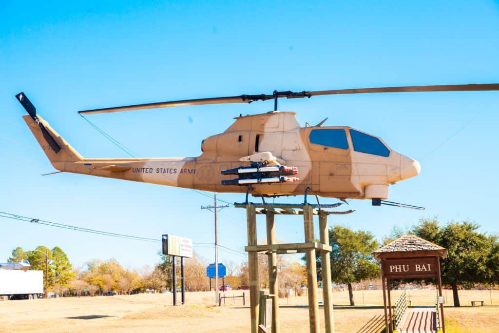 a helicopter on a pole