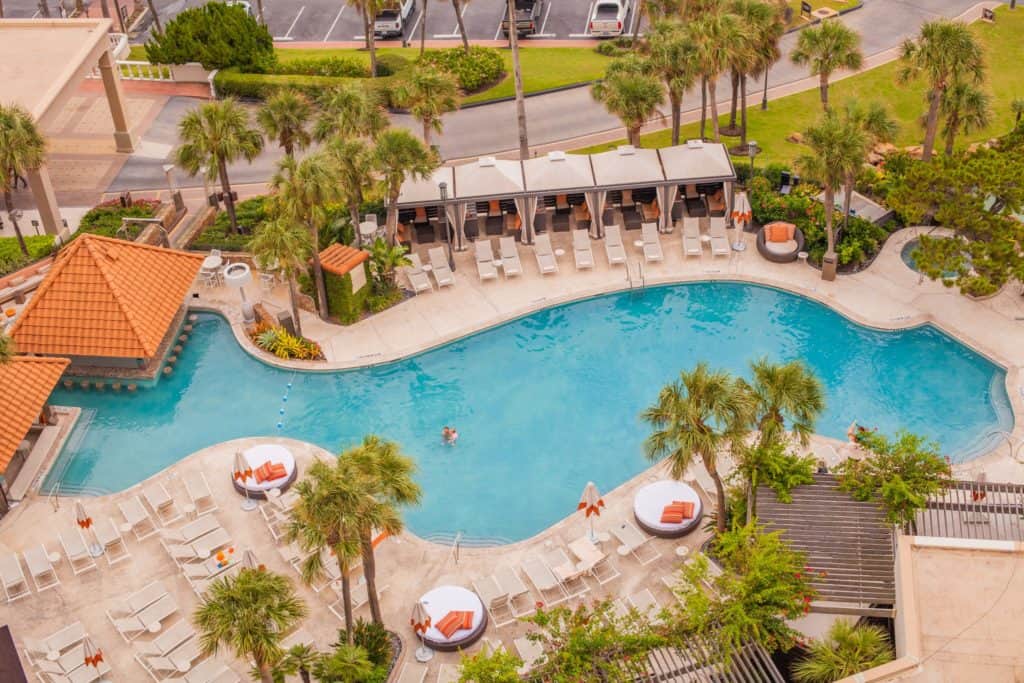 Aerial view of the San Luis Resort Galveston
