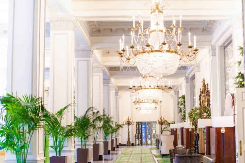 Lobby hallway of a grand hotel