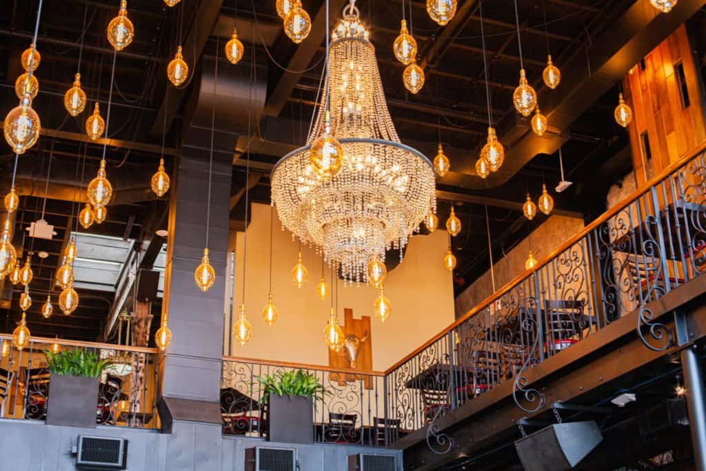 Elegant interior with a crystal chandelier