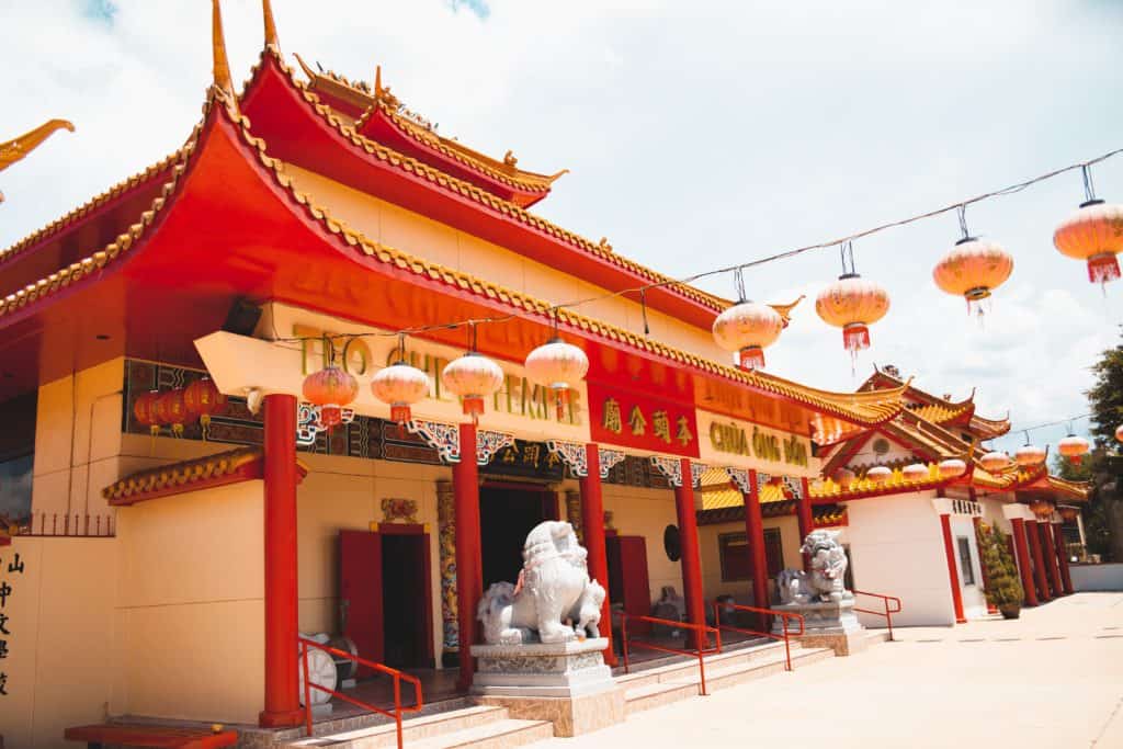 Bright red and gold traditional Chinese temple