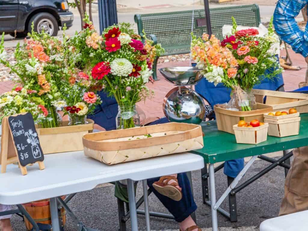 a group of flowers on a table