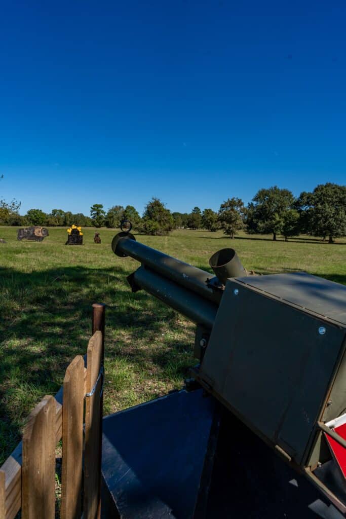 a gun in a field