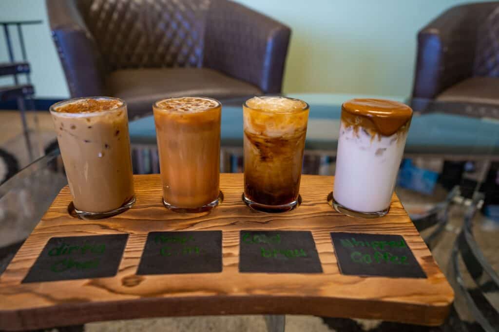 Coffee flight at 1820 Coffee House in Alvin, Texas