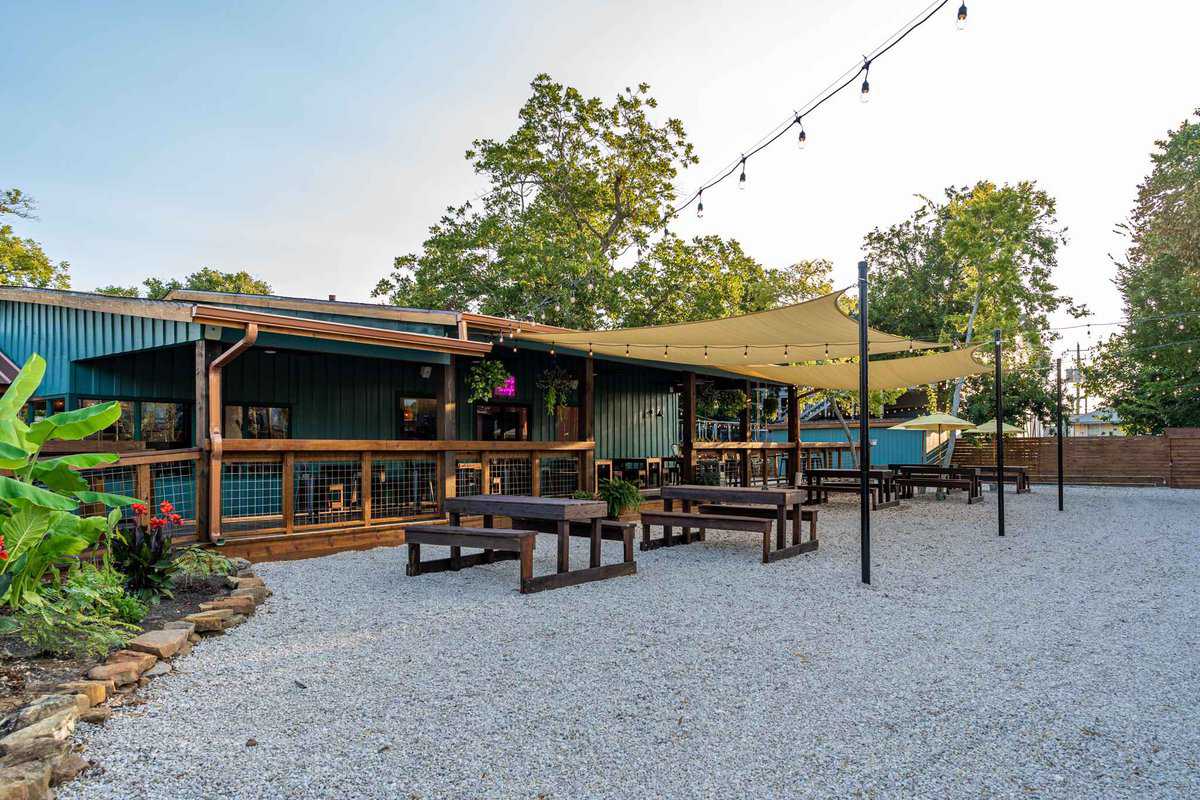 Outdoor patio at the brewery, ready for guests to enjoy drinks