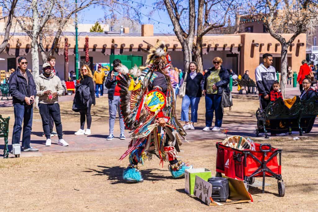 Native American dancing in the Plaza Date Night Ideas Santa Fe Couples