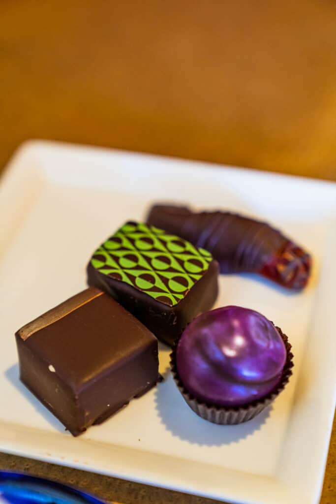 Chocolates served at Kakawa Chocolate House Date Night Ideas Santa Fe Couples