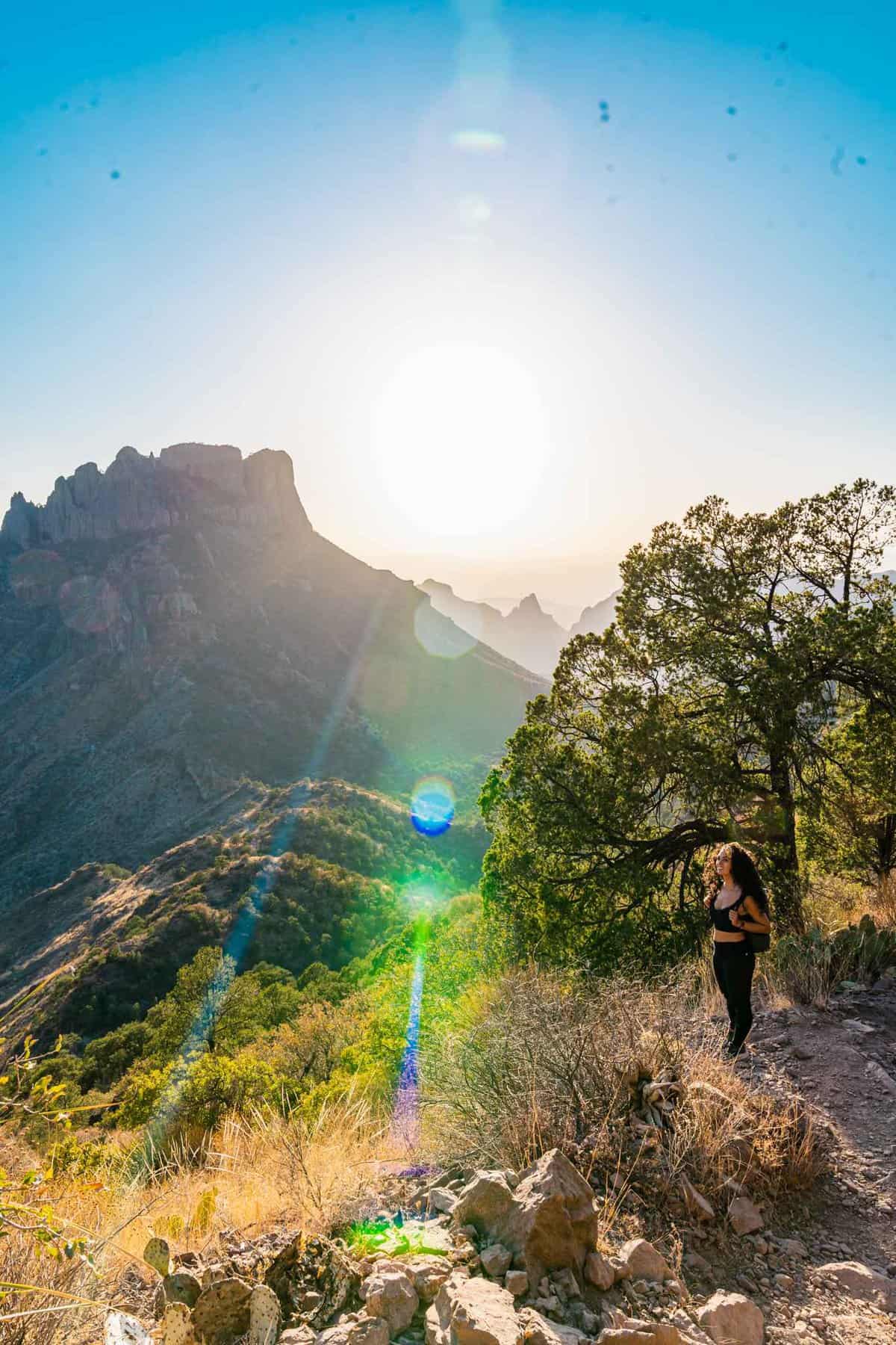 Jessica looking out over the scenery along the Lost Mines Trail in Big Bend