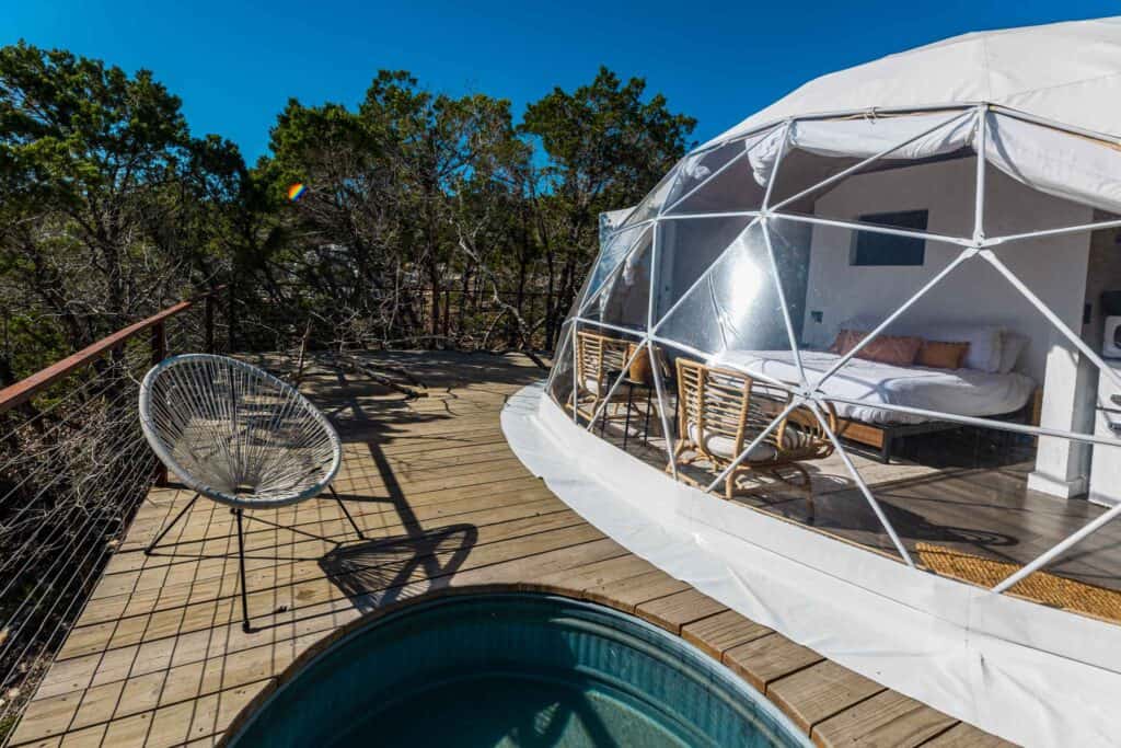 Geodesic Dome with Lounging Chair and Dip Pool