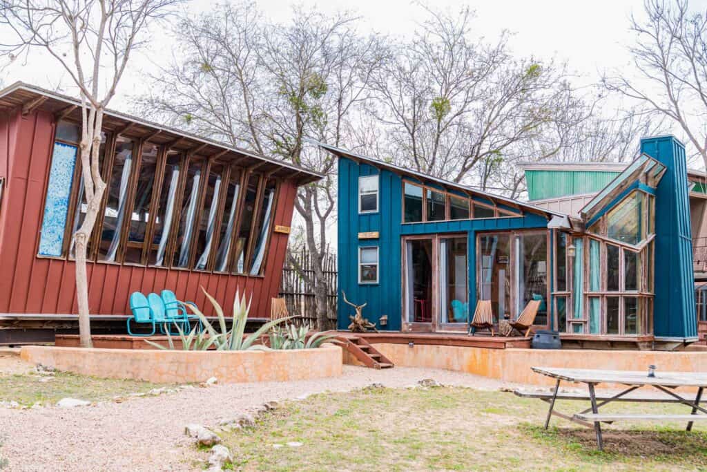 Red and Blue Bunk Eco Cabins