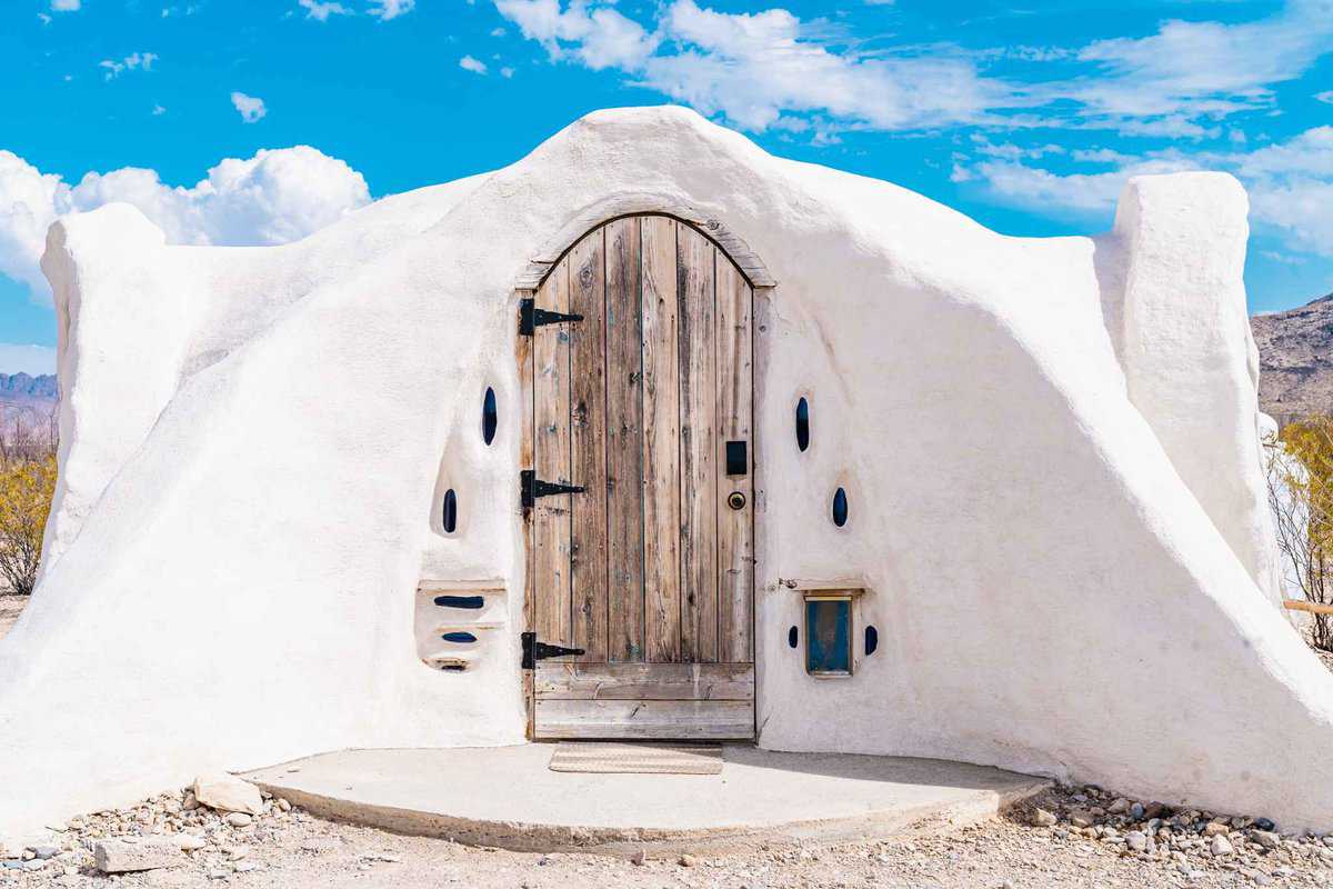 White cave exterior at the Texas Tatooine Cave near Big Bend