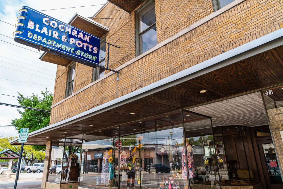 Cochran, Blair & Potts storefront in Belton