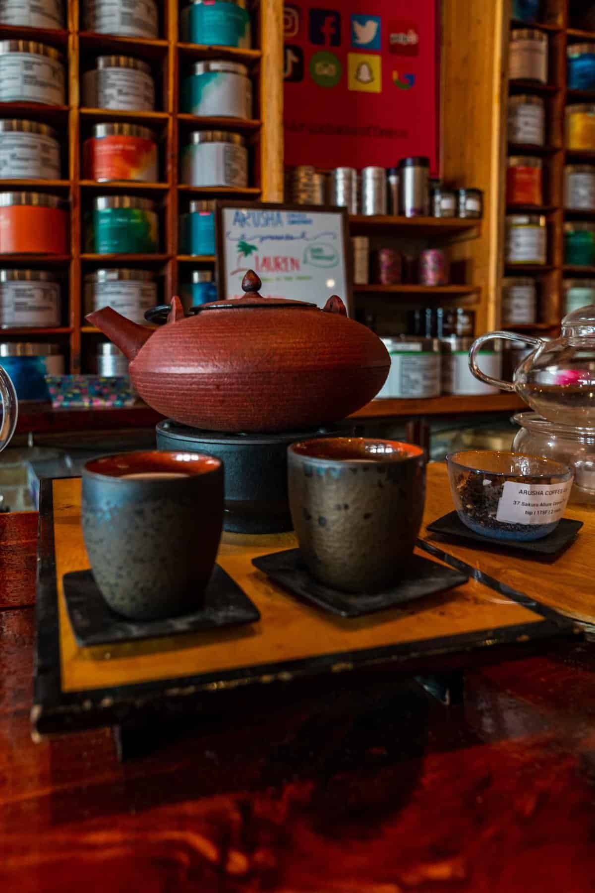 Tea set sold at Arusha Coffee Shop in Belton TX Things to do