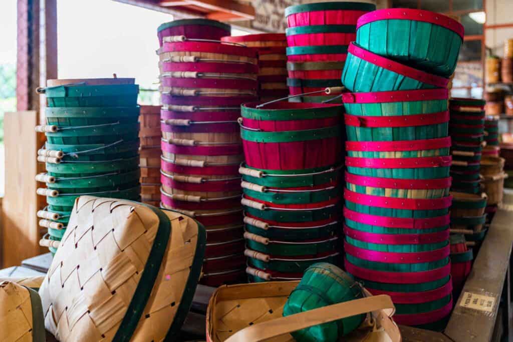 Baskets inside the Texas Basket Company facility 