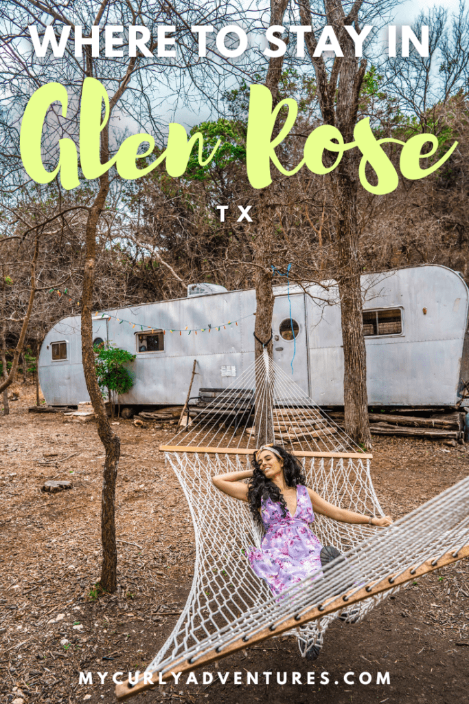 Lady on a Hammock with Vintage Airstream in Background