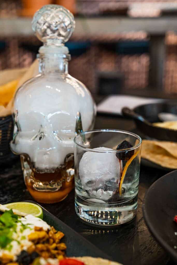 Smoked cocktail in a skull container at Barrios in OKC