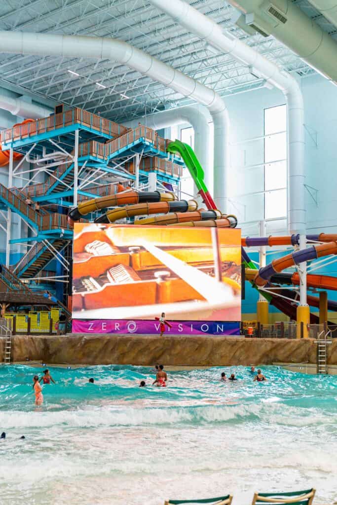 wave pool with a big screen