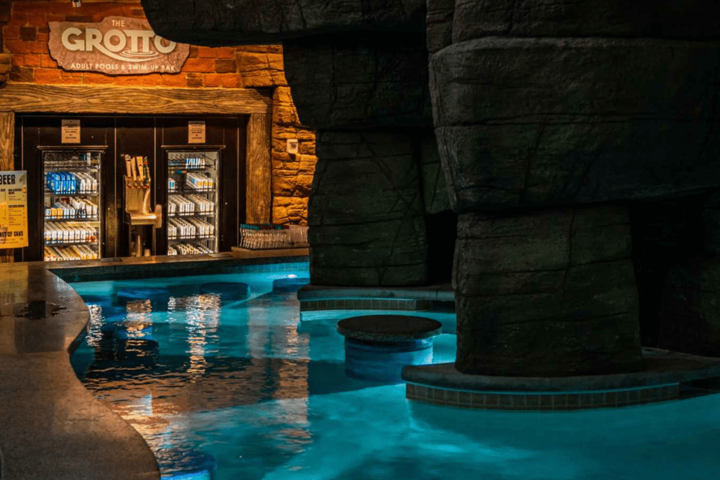 Indoor Swim-Up Bar & Pool with Dim Lights