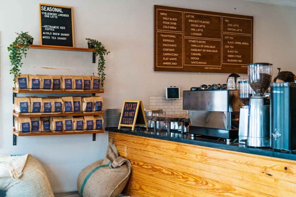 Inside of Pearland Coffee Roasters coffee shop