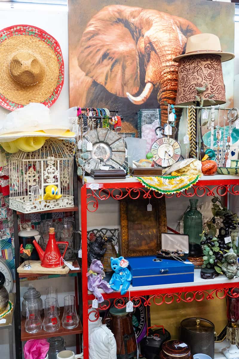 a shelf with items on it