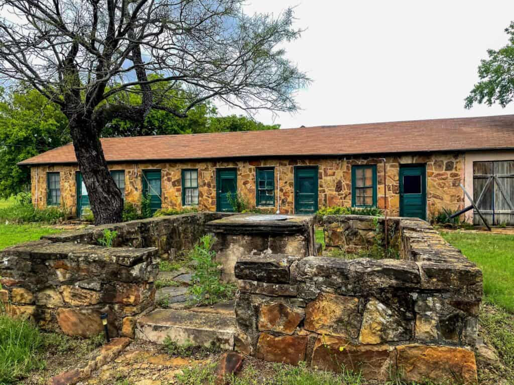 Front of the home with the famous well in its backyard