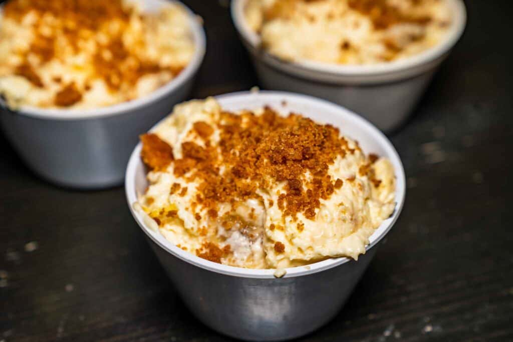 Banana Pudding Topped with cookie crumbles.