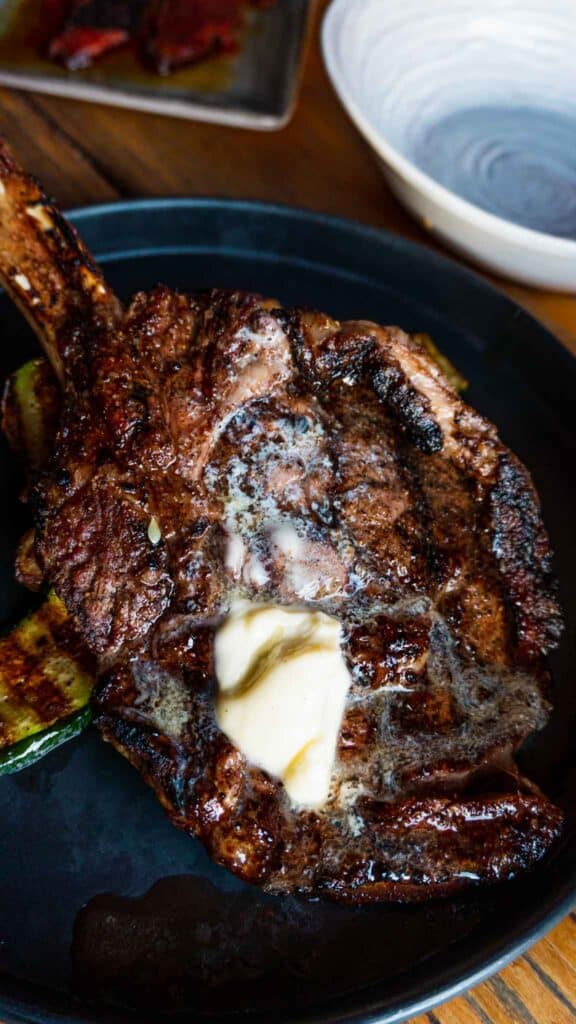 Rib eye dish with melting butter on top