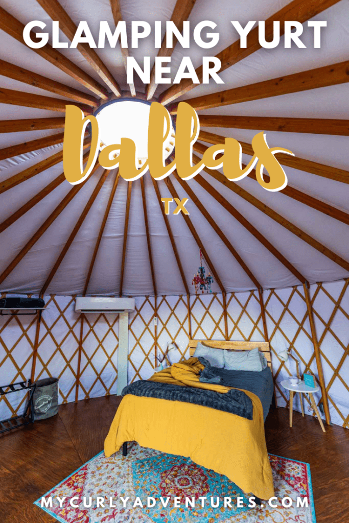 Glamping tent interior with queen sized bed