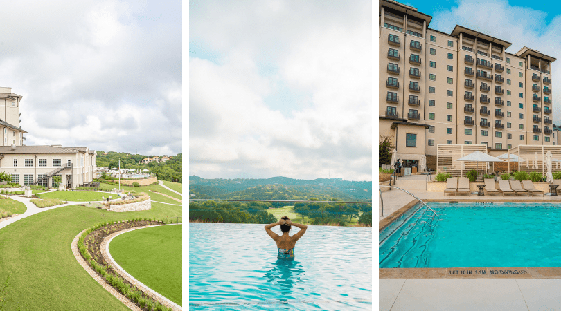 Panoramic Grassland View, Lady back shot at the infinity pool, Pool with Hotel Building View