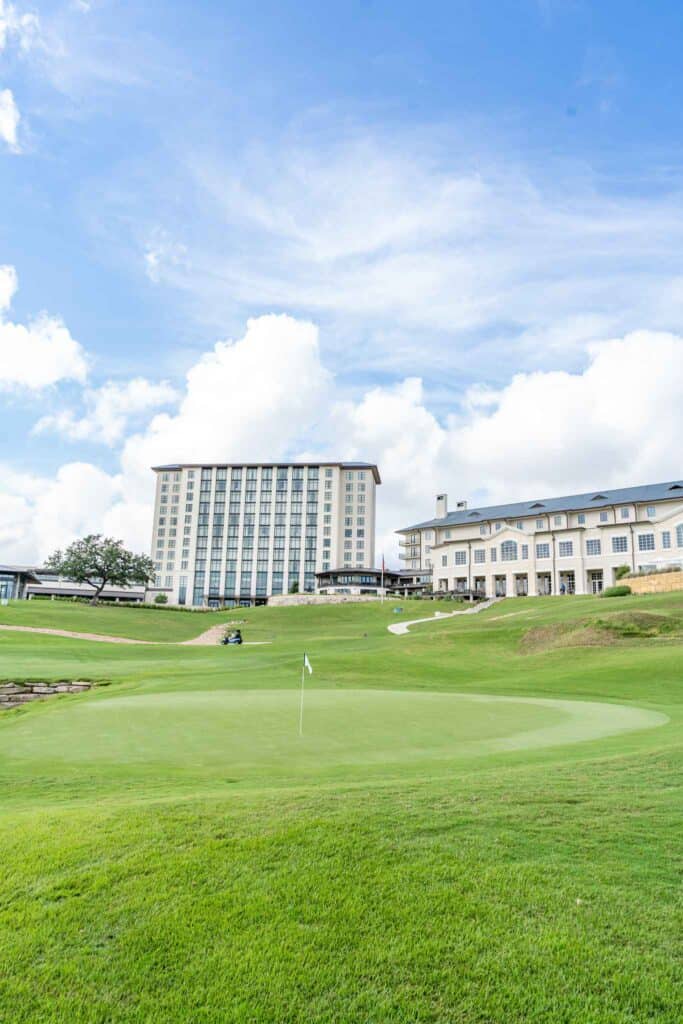 Golf Course with Hotel Building View