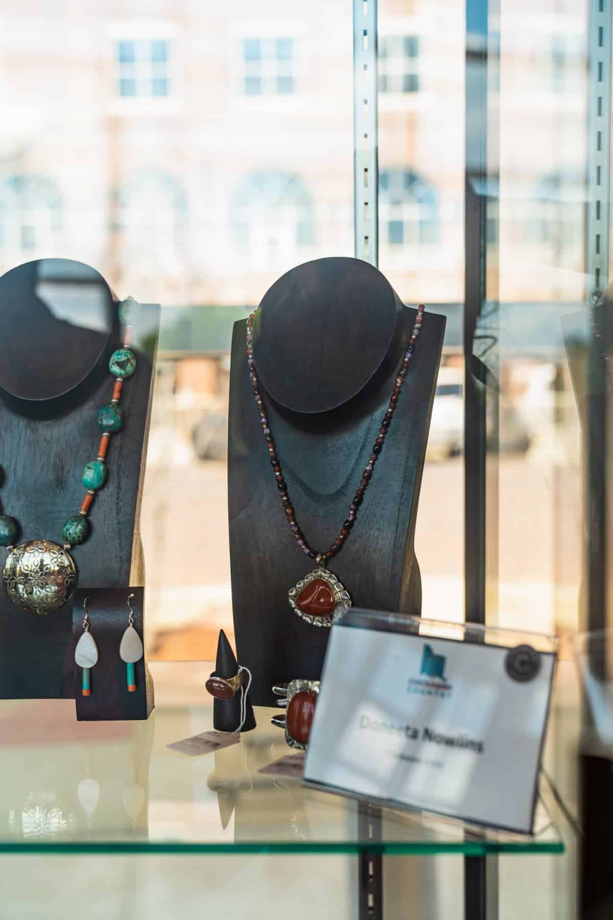 Native-made jewelry on display